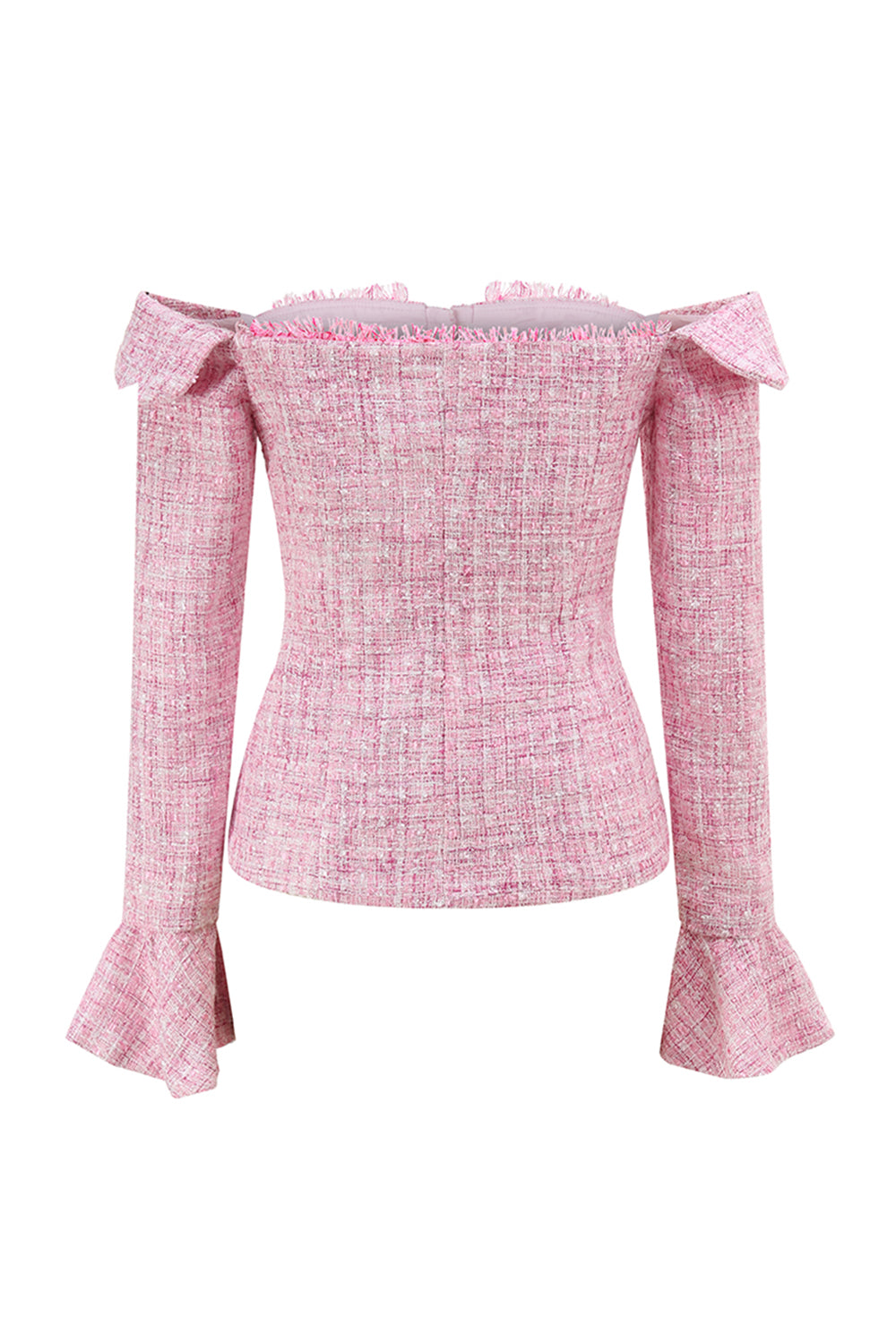 Pink Off the Shoulder Tweed 2 Piece Pencil Homecoming Outfits