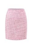Pink Off the Shoulder Tweed 2 Piece Pencil Homecoming Outfits