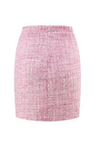 Pink Off the Shoulder Tweed 2 Piece Pencil Homecoming Outfits