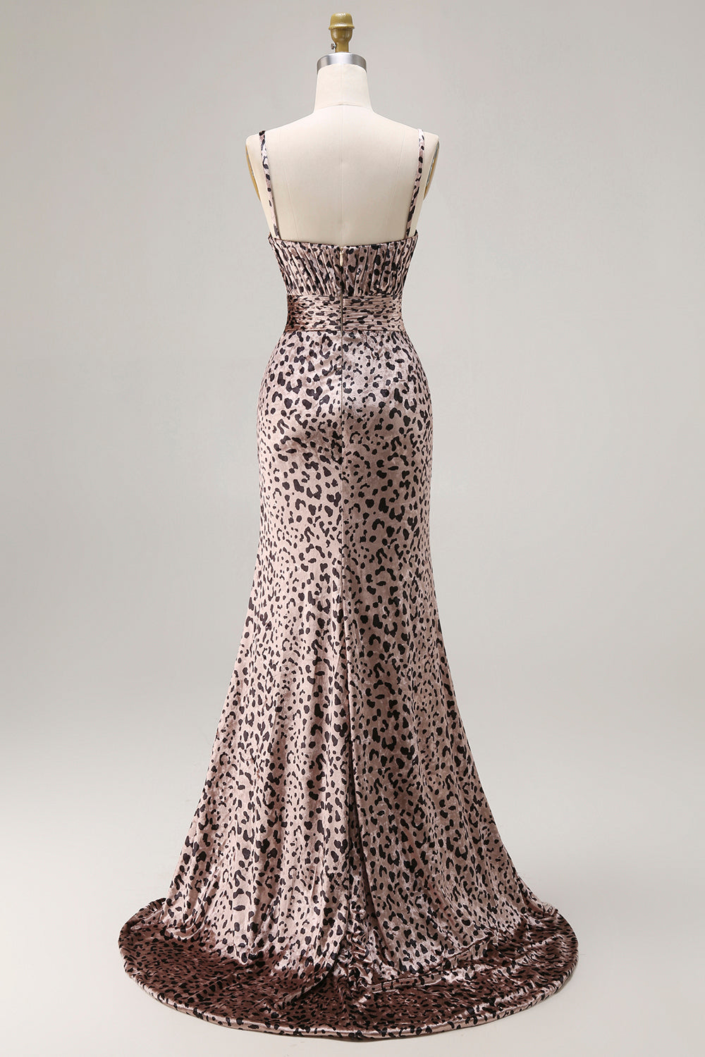 Sparkly Golden Leopard Printed Metallic Long Holiday Party Dress with Slit