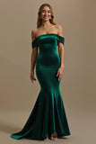 Mermaid Dark Green Off The Shoulder Long Holiday Party Dress