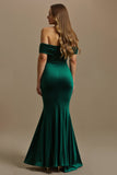 Mermaid Dark Green Off The Shoulder Long Holiday Party Dress