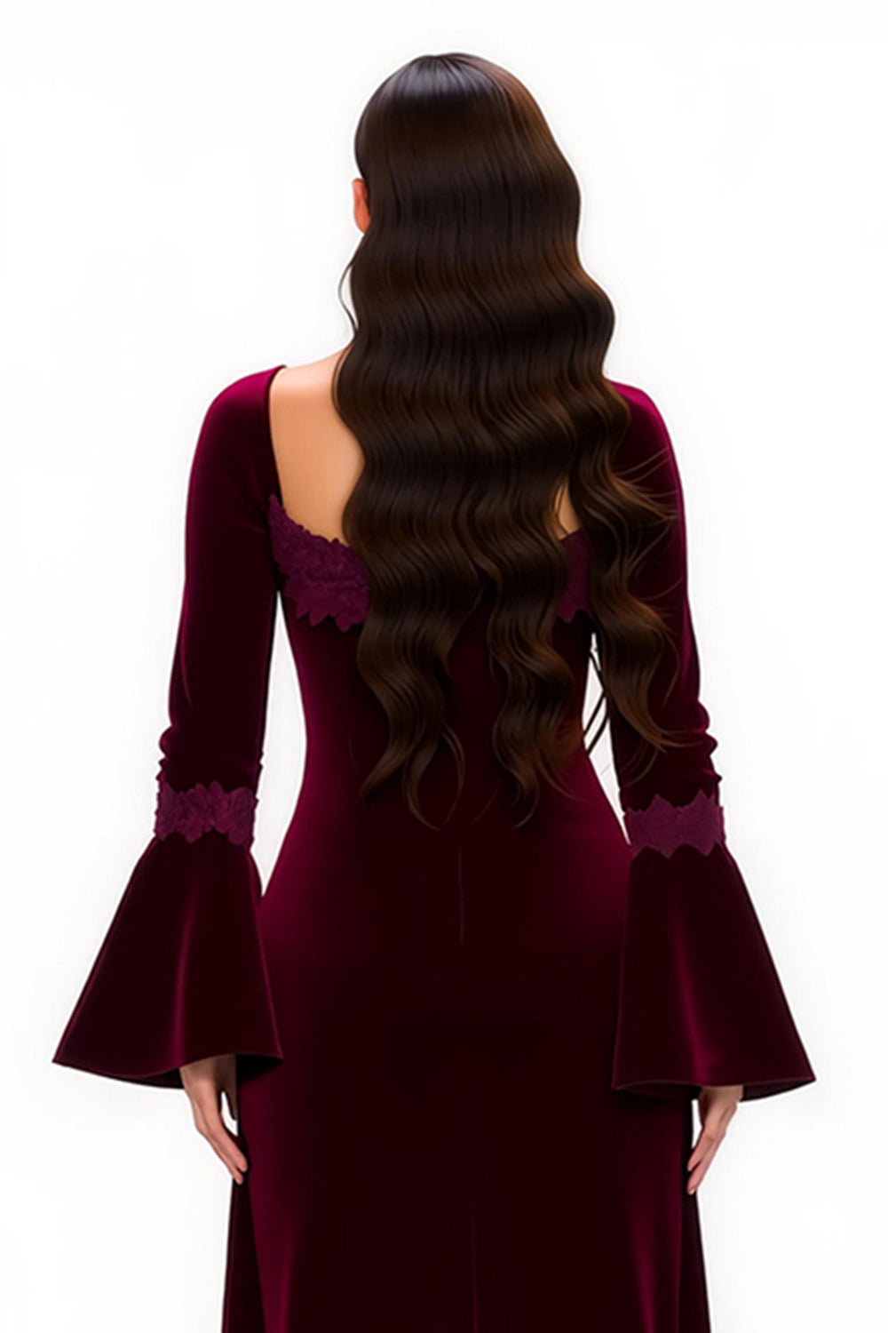 Burgundy Sheath Scoop Neck Long Holiday Party Dress with Sleeves