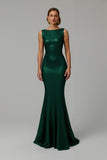 Sparkly Dark Green Bateau Neck Mermaid Long Holiday Party Dress