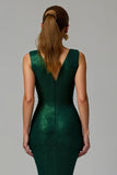 Sparkly Dark Green Bateau Neck Mermaid Long Holiday Party Dress