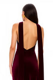 Simple Burgundy Backless V-Neck Long Holiday Party Dress