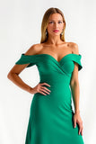 Dark Green Off the Shoulder Sheath Long Holiday Party Dress