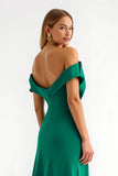 Dark Green Off the Shoulder Sheath Long Holiday Party Dress