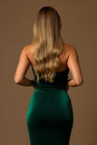 Dark Green Strapless Mermaid Tiered Long Holiday Party Dress