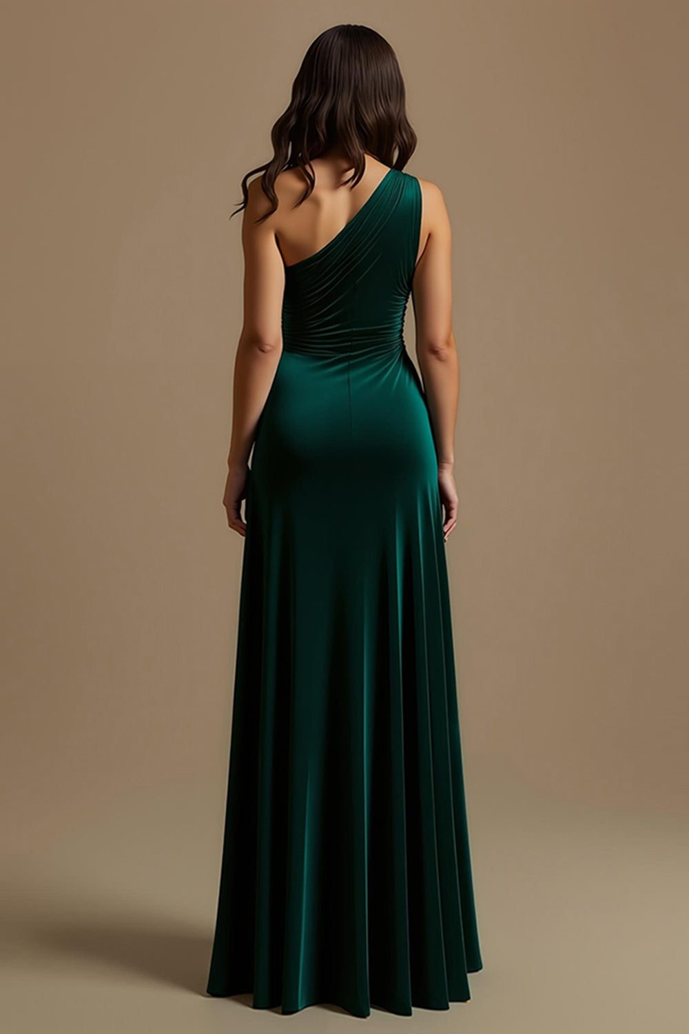 Dark Green Sheath One Shoulder High-Low Holiday Party Dress
