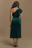 Dark Green Sheath Velvet Long Holiday Party Dress with Sleeves