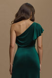 Dark Green Sheath Velvet Long Holiday Party Dress with Sleeves