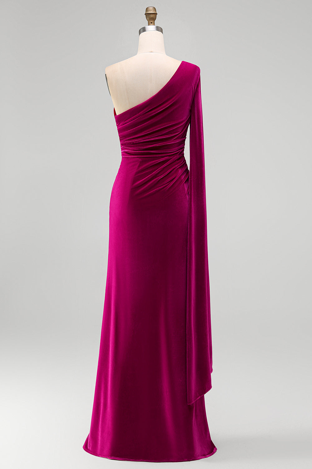 Dark Green Sheath Velvet One Shoulder Long Holiday Party Dress with Slit