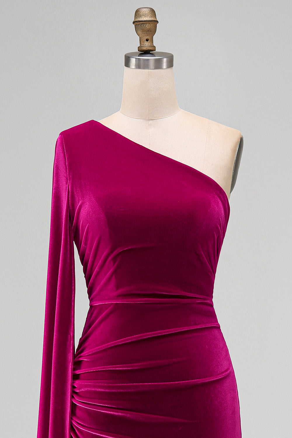 Dark Green Sheath Velvet One Shoulder Long Holiday Party Dress with Slit