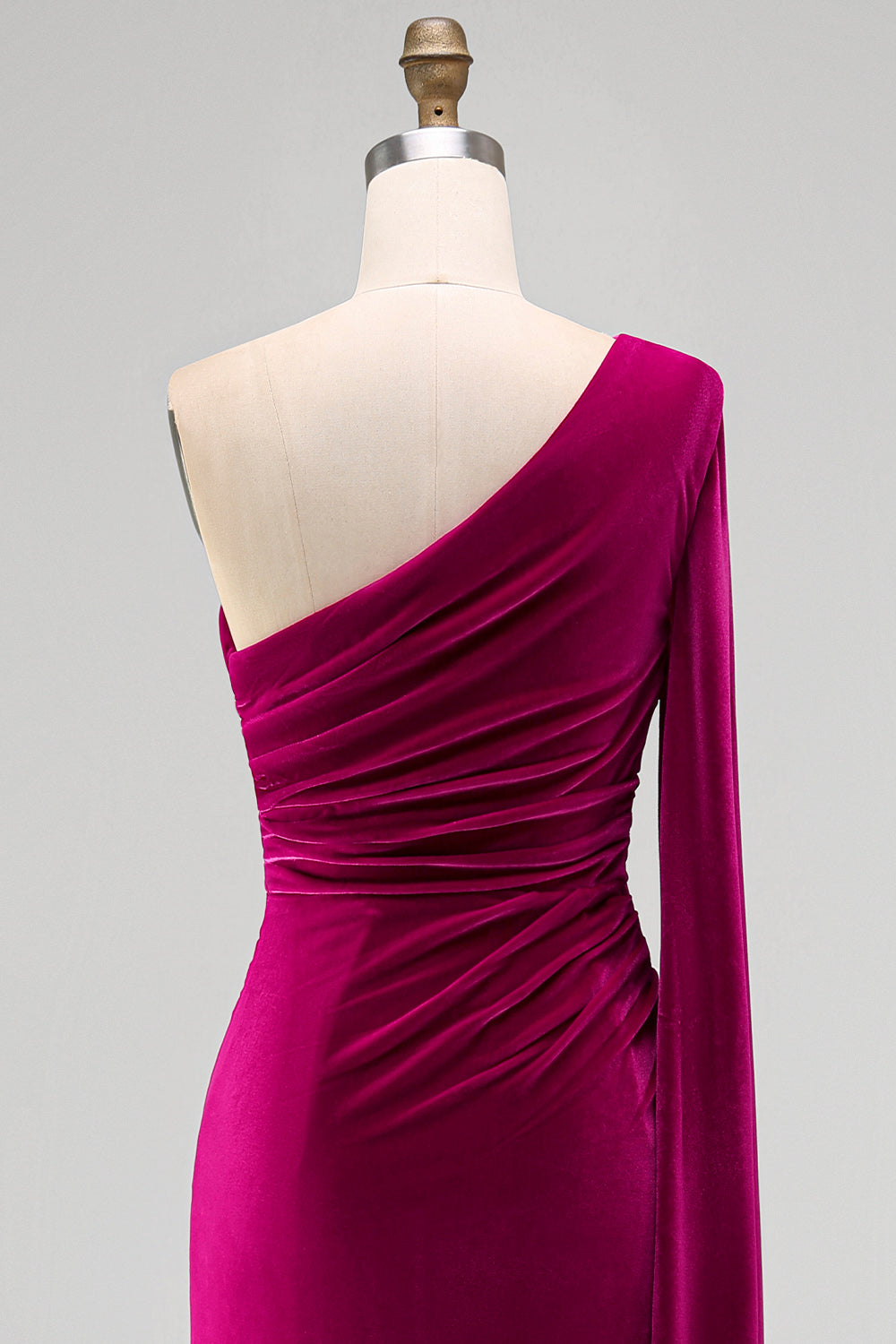 Dark Green Sheath Velvet One Shoulder Long Holiday Party Dress with Slit