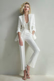 Sparkly White 2 Piece Sequins Shawl Lapel Women Prom Suits with Sleeves