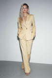 Yellow 2 Piece Peak Lapel Business Suits with Sleeves