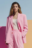 Pink 2 Piece Notched Lapel Women Prom Suits with Sleeves