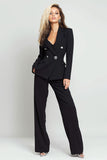 2 Piece Black Notched Lapel Business Suits with Sleeves