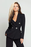 2 Piece Black Notched Lapel Business Suits with Sleeves