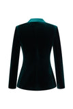 2 Piece Dark Green Velvet Double Breasted Women Prom Suits with Sleeves