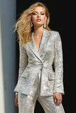 Sparkly Silver 2 Piece Sequins Notched Lapel Women Prom Suits