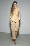 Yellow 2 Piece Notched Lapel Business Suits with Sleeves