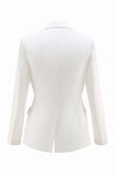 White 2 Piece Notched Lapel Ruched Business Suits with Sash