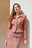 Sunset 2 Piece Tweed Single Breasted Pencil Midi Pageant Interview Outfits with Sleeves