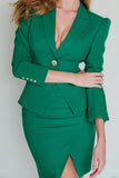Dark Green 2 Piece Notched Lapel Bodycon Short Prom Suits with Slit