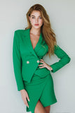 Dark Green Pencil Notched Lapel Short Business Suits with Slit