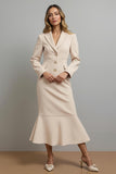 Champagne Single Breasted Mermaid Long Blazer Dress