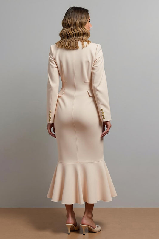 Champagne Single Breasted Mermaid Long Blazer Dress