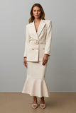 Champagne Notched Lapel 2 Piece Business Suits with Belt