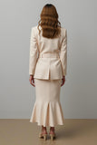 Champagne Notched Lapel 2 Piece Business Suits with Belt
