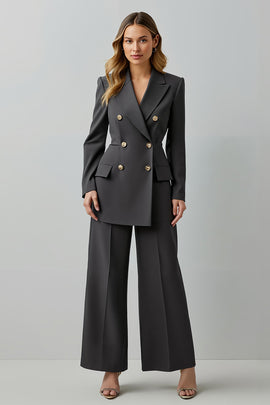 Dark Grey 2 Piece Peak Lapel Double Breasted Business Suits