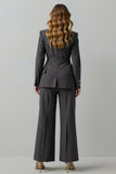 Dark Grey 2 Piece Peak Lapel Double Breasted Business Suits