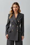 Dark Grey 2 Piece Peak Lapel Double Breasted Business Suits