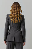 Dark Grey 2 Piece Peak Lapel Double Breasted Business Suits