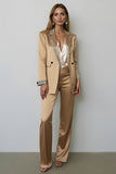 Sparkly Dark Golden 2 Piece Peak Lapel Women Prom Suits