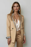 Sparkly Dark Golden 2 Piece Peak Lapel Women Prom Suits