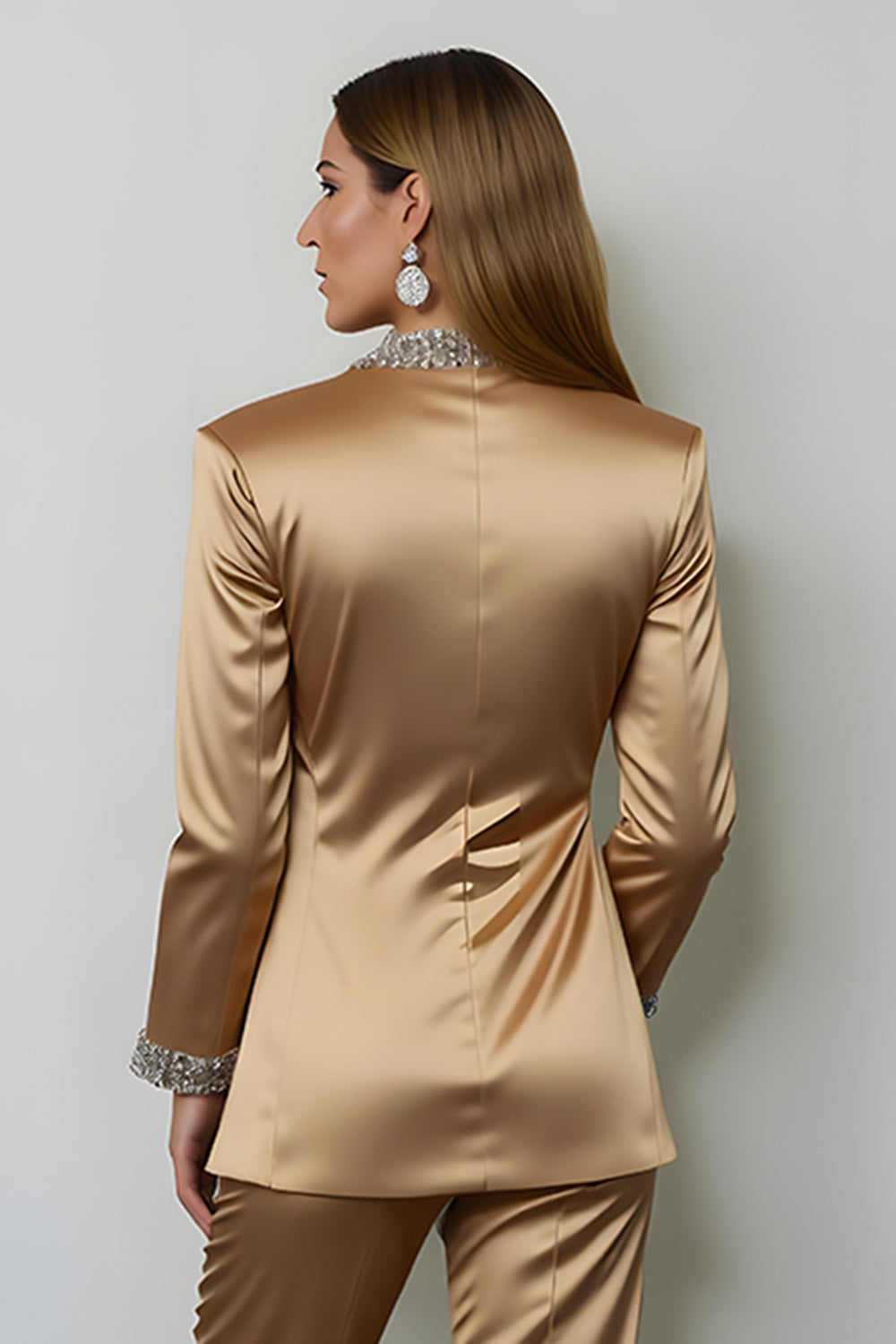 Sparkly Dark Golden 2 Piece Peak Lapel Women Prom Suits