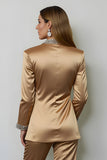 Sparkly Dark Golden 2 Piece Peak Lapel Women Prom Suits