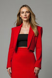 Red Mermaid Satin 2 Piece Midi Prom Suits