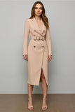 Blush Pencil Double Breasted Midi Blazer Dress with Slit