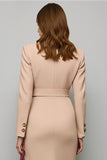 Blush Pencil Double Breasted Midi Blazer Dress with Slit