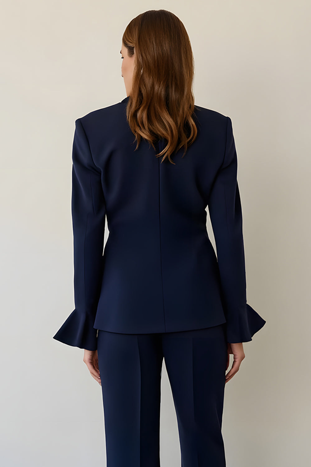 Navy Notched Lapel 2 Piece Single Breasted Business Suits