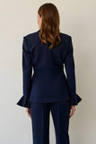 Navy Notched Lapel 2 Piece Single Breasted Business Suits