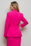 Fuchsia 2 Piece Peak Lapel Midi Women Prom Suits with Belts
