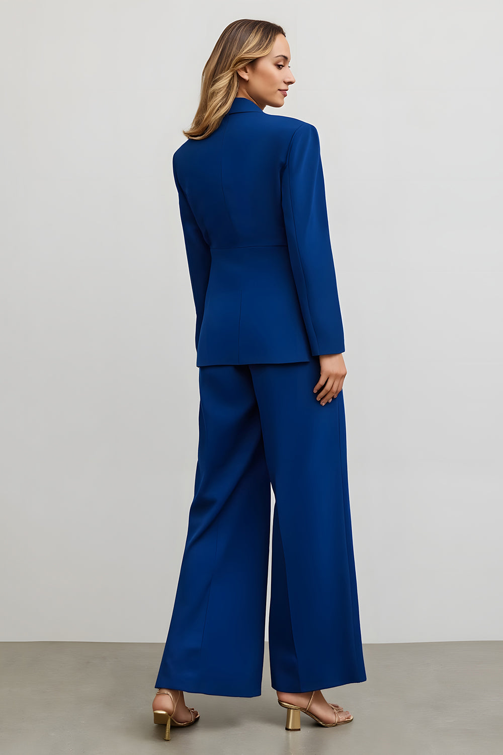 Dark Blue 2 Piece Notched Lapel Business Suits with Pockets